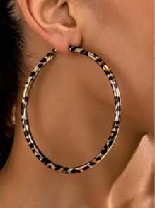 1 Pair Fashionable Retro Leopard Print Hoop Earrings For Women
