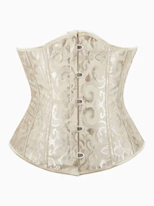 Plus Size Women's Lace-Up Brocade Corset, Front Closure Brocade Waist Cincher, Suitable For Parties, Carnivals, Halloween And Other Occasions