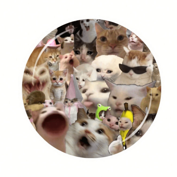 1 件可爱表情猫徽章 - 彩色圆形合金徽章，适用于背包、帽子、衣服、鞋子和靴子、布料或人造皮革装饰 | 抽象波浪设计 | 高品质工艺