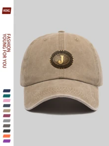 1 pieza Gorra de béisbol casual y de moda con letra "J", con gráfico metálico de estilo vintage del oeste, diseño ajustable ligero y duradero, transpirable para vacaciones, escuela, oficina, todas las estaciones, regalo ideal para parejas jóvenes, ciclismo al aire libre, deportes, calle, vacaciones, padres, fiesta, vuelta al cole, Día del Padre - A - Ver 15