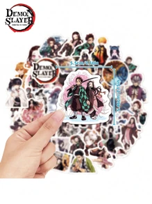 50张 Aniplex 官方授权鬼灭之刃贴纸混合不同款鬼灭之刃贴纸动漫卡通儿童笔记本电脑滑板玩具贴纸鬼灭之刃 - 彩色 - 查看 6