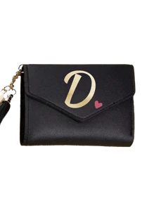 1pc Women's Folding Short Wallet, Black PU Leather Material, Printed With A-Z Letters And Pink Hearts, Cute Girl Coin Purse, Fashion Ladies Card Holder, Mini Tassel Wallet, Waterproof And Portable, Large Capacity, Can Hold Credit Cards, ID, Cash, Etc. - Black - View 26