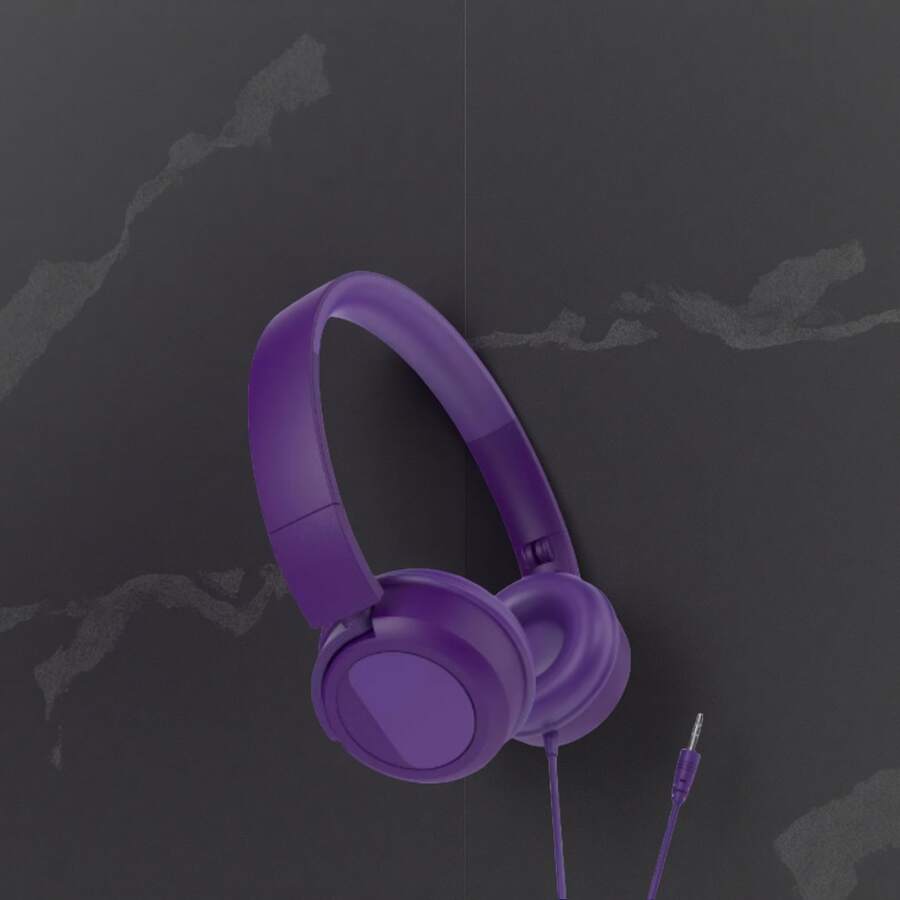 Wired On-Ear Headphones - 3. 5mm Jack Foldable Design, Lightweight 5. 3oz With Foam Cushions, 3ft Cord For School/Office, No Mic Basic Headset,Comfortable Wired Headphones,Classic Wired Headphones,Everyday Use Headphones,Library Headphones,Music Headphones,3. 5mm Jack Earphones,Travel Headphones - 紫色 - 查看 1