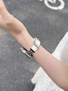 1 Pc Leather Loop Thin Compatible With Apple Watch Band For Women 38mm 40mm 41mm 42mm 44mm 45mm 46mm 49mm , Bands Compatible With Apple Watch Strap Series Ultra 10/9/8/7/6/5/4/3/2 - White - View 6