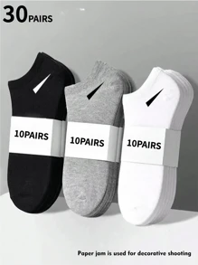 1/10/12/20/30 Pares Meias Sólidas Pretas, Brancas, Cinzas Unissex Plus Size, Combinam com Tudo, Design Minimalista para Uso Diário