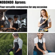 12 Pack Bib Apron, Unisex Aprons Adjustable Waterdrop Resistant With 2 Pockets For Your Cooking Essentials Cooking Kitchen Apron For Chef, BBQ Drawing Apron. (Black, Red, White, Blue) - 黑色 - 查看 6