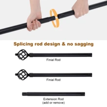 IsEasy Curtain Rod 25mm Curtain Rod 1 Track 2 Tracks Stainless Steel Metal 80-280cm - Black-2-läufig - View 6