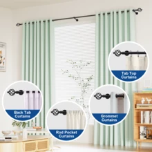 IsEasy Curtain Rod 25mm Curtain Rod 1 Track 2 Tracks Stainless Steel Metal 80-280cm - Black-1-läufig - View 11