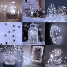 Dây đèn LED cổ tích 12/8/4/2 chạy bằng pin, dài 6,5 feet/20 đèn LED, dây bạc hình đom đóm, sao và mặt trăng, ba chế độ chiếu sáng, thích hợp để tự làm lọ thủy tinh, phòng ngủ, tiệc tùng, đám cưới, Giáng sinh (Màu trắng) - ánh sáng trắng - Xem 11