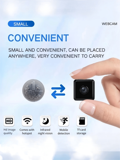 Mini Square Camera, Home Security Portable Hidden 480P HD, Infrared Night Vision Wireless WiFi Built In Hotspot, Loop Recording, 450mAh Long Lasting Battery, Supports 2.4G Network Only, HD Vision, Remote Monitoring, Motion Detection, SD Card Storage Expansion, Home, Car, Office Various Scenarios, Indoor Outdoor Online view 4