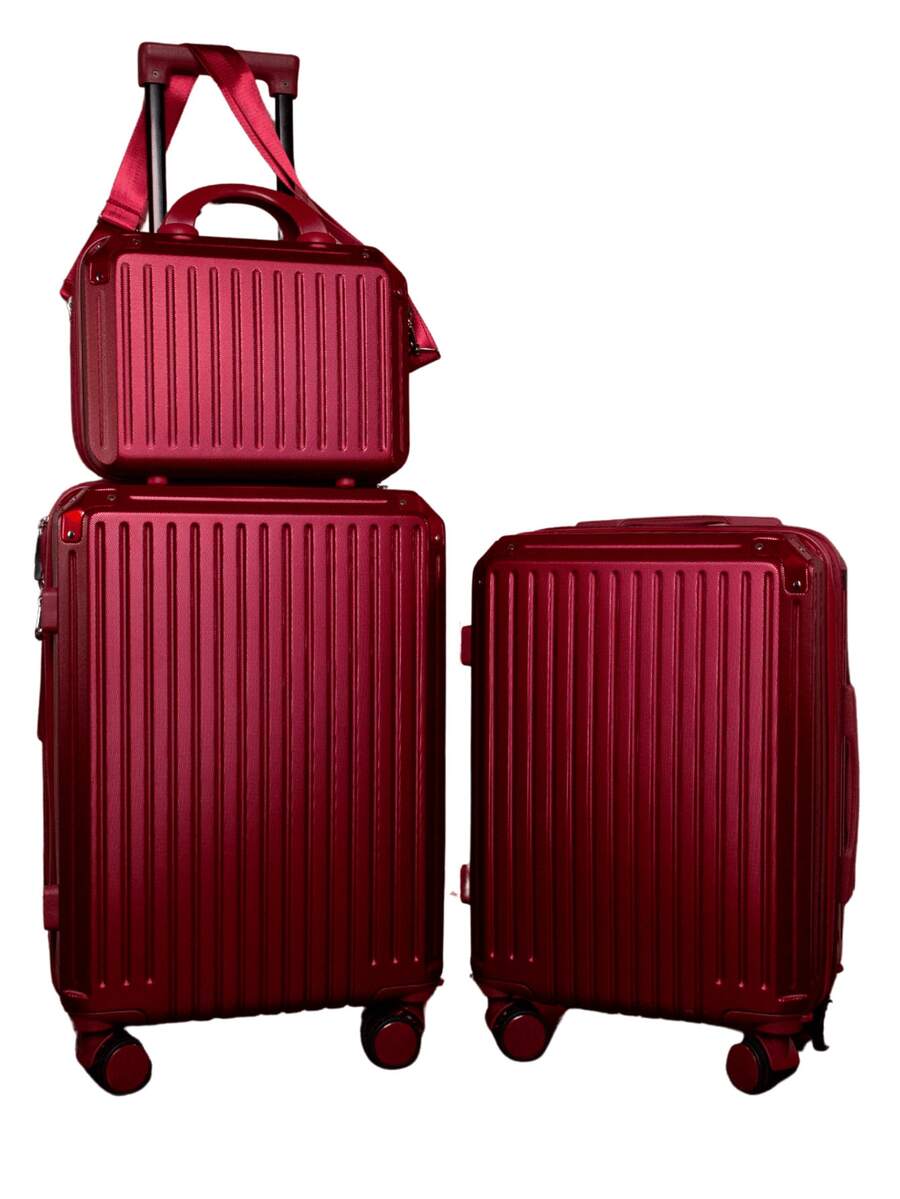 Set Of 2 Suitcases With 1 Toiletry Bag - Burgundy - View 1