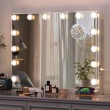 Teousev Vanity Mirror With Lights, Makeup Mirror ,14pcs Dimmable Bulbs, 3 Color Modes Lighted Vanity Mirror ,Smart Touch Control, Tabletop Or Wall Mounted, White - White - View 2