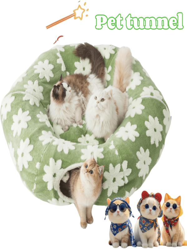 [Multi-Functional Pet Nest] Cozy Cat Bed + Cat Tunnel Combination, Removable And Washable For All Seasons, Multifunctional Fun Space For Cats To Hide, Play, And Sleep, Interactive Pet Exploration Area