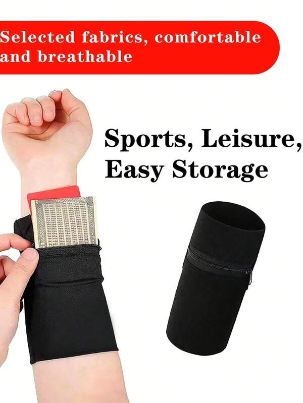 1 bolsa de pulso para fitness ao ar livre - elástica e confortável - bolsa de proteção de braço respirável para corrida e ciclismo, design unissex, perfeita para armazenamento