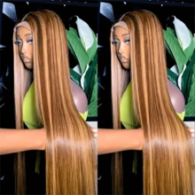 MECRY 真人发假发免胶 5x5 假发和 13x6 高清蕾丝前假发，巴西原生混合真人发前蕾丝，200% 密度长直混合真人发 - 13x4 预漂白结和自然发际线 - 无需胶水即可立即佩戴 - 多种尺寸，打造自然造型，适合女性婴儿头发 - S4/27 - 查看 5