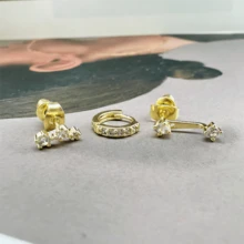 TUANZISP 3 件套优雅方晶锆石耳环套装，适合女士，百搭个性化耳钉、耳环夹、吊坠耳环、珠宝礼物