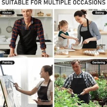 12 Pack Bib Apron, Unisex Aprons Adjustable Waterdrop Resistant With 2 Pockets For Your Cooking Essentials Cooking Kitchen Apron For Chef, BBQ Drawing Apron. (Black, Red, White, Blue) - 黑色 - 查看 9