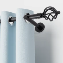 IsEasy Curtain Rod 25mm Curtain Rod 1 Track 2 Tracks Stainless Steel Metal 80-280cm - Black-1-läufig - View 3