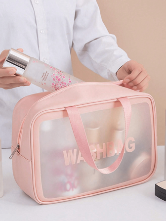 3/1 pieza Bolsa de maquillaje de PVC, organizador de cosméticos portátil, bolsa de aseo de viaje, bolso impermeable, bolsa de equipaje multifuncional, adecuada para guardar lápiz de cejas, lápiz labial, brochas de maquillaje, delineador de labios, paleta de sombras de ojos, pasta de dientes, cepillo de dientes, cosméticos, cuidado de la piel, esmalte de uñas, joyería, perfume, artículos de papelería, productos digitales