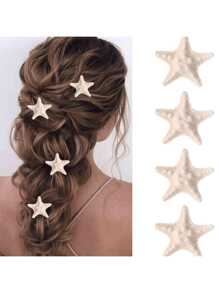 4/2 eleganckie spinki do włosów w kształcie rozgwiazdy – akcesoria z żywicy w stylu boho w kształcie ogona syreny, odpowiednie dla kobiet, idealne na imprezy w stylu plażowym i oceanicznym na Halloween