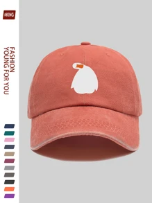 1pc Funny Tilted Cartoon Duck Print Baseball Cap, Retro European And American Popular Duck Billed Hat, Adjustable Strap, , Street Hip Hop Cap, Comfortable Breathable Adjustable, Classic Black Trucker Hat, Suitable For Outdoor Sports, Picnic, Camping, Beach, Holidays, Birthdays, Ideal Gift For Family And Friends, Back To School, Halloween, Mother's Day, Father's Day, Independence Day, Carnival