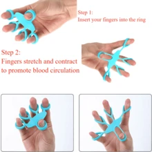 Tensor de dedos de silicona, entrenamiento de fuerza de dedos con tensor de dedos humanizado, anillo de tracción de cinco dedos, juguete antiestrés para adultos - Multicolor - Ver 7