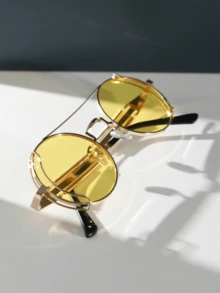 1 副男士朋克金属复古摩托车风格时尚眼镜，适合日常、度假、音乐节 - 狂欢派对