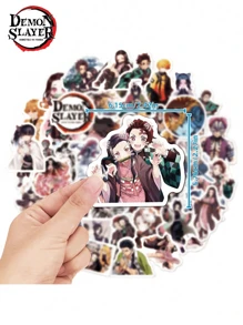 50张 Aniplex 官方授权鬼灭之刃贴纸混合不同款鬼灭之刃贴纸动漫卡通儿童笔记本电脑滑板玩具贴纸鬼灭之刃 - 彩色 - 查看 7