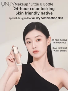 unny club 30g Long-Lasting Full Coverage Foundation, Suitable For Oily And Combination Skin, 24-Hour Color Lock, Natural Makeup Effect, Oil Control And Waterproof, Sweat-Resistant, Smudge-Proof, Sweat-Proof, Waterproof, Natural Shade