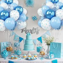 Ballons avec nœud bleu, 20/30 ballons bleus et blancs de 12 pouces avec imprimés de nœuds, spécialement conçus pour les fêtes d'anniversaire de jeune fille, les décorations de fiançailles de la mariée, Halloween, jolies décorations de ballons.
