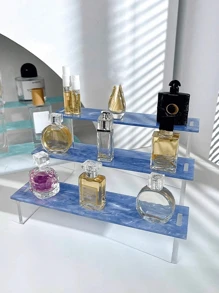 1pc Colorful Acrylic Ladder Display Rack, 3-Tier Shelf For Collectibles, Figurines, Toys, Collectibles, Comics, Nail Polish, Perfume, Cupcakes, Decorations And Storage Items