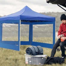 Carpa Toldo 3x3 Plegable Paredes Transparente Tejido 600d - Azul - Ver 4
