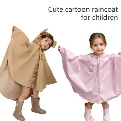 INS Nordic Home 1 件加厚耐用户外便携式卡通儿童雨衣，全身防水雨衣，带前纽扣，男女通用，适合徒步旅行和旅行