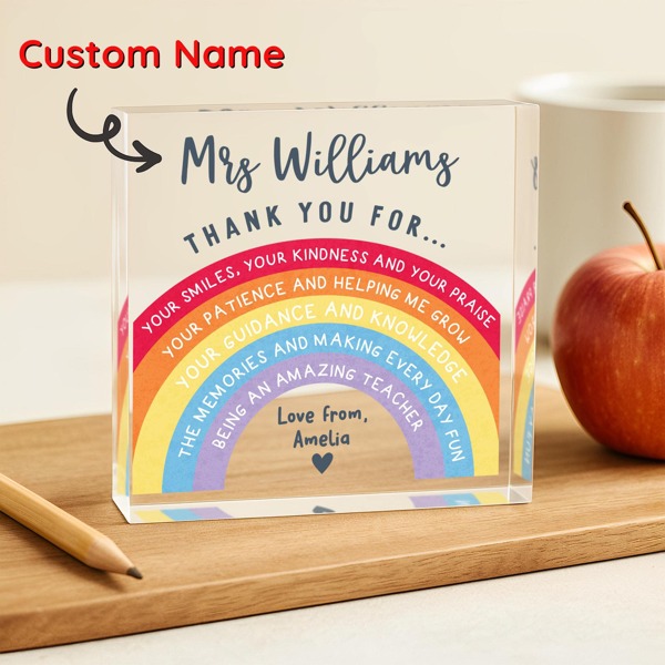 Personalised Thank You Teacher Gift, Teacher Plaque, Desk Gift For Teacher, Leaving School Gift, End Of Term Gift, Gifts For Teachers, Acrylic Desk Sign ﻿