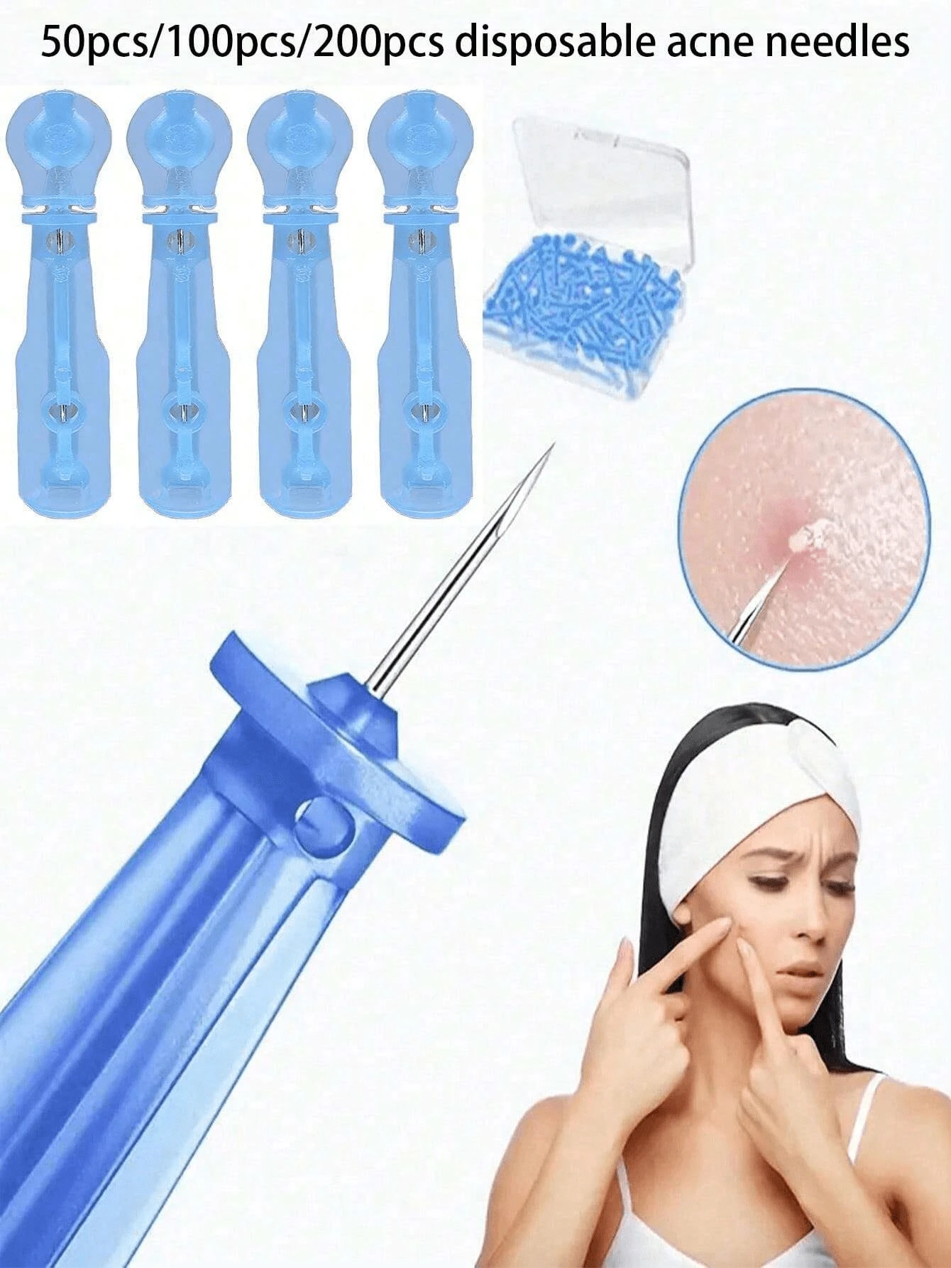 50pcs/100pcs/200pcs Disposable Acne And Pimple Extractor, Dermatological Acne Removal Tool For Facial Care And Salon