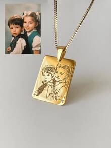 Personalized Photo Engraved Locket Necklace, Custom Photo Engraving, 18K Stainless Steel Chain, Gold/Silver Portrait Pendant, Personalized Family/Pet Jewelry, Perfect Gift - Multicolor-box Chain - View 4