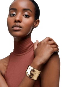 Yanxyad Exaggerated Design Gold-Tone Bangle Bracelet Set, Punk Style Accessories - Gold - View 13