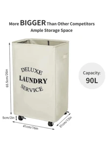 Giỏ đựng đồ giặt bằng tre 60L/90L/100L/110L có bánh xe và nắp - Bao gồm lớp lót lưới có thể tháo rời, Giỏ đựng quần áo bẩn có thể gấp lại có tay cầm và nắp, Giỏ đựng đồ giặt dung tích cực lớn, Giỏ đựng đồ giặt bằng vải có thể gấp gọn - Nhiều màu - Xem 10