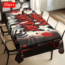 1/20 piezas Mantel vibrante de Halloween - Mantel con patrón espeluznante y genial - Perfecto para Halloween, fiestas temáticas y decoración del hogar, decoraciones, cubiertas protectoras para mesas, decoraciones para fiestas