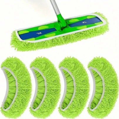 1/4 片可重复使用的超细纤维拖把垫，可清洗湿垫，兼容扫地机替换垫，适用于干湿清洁，拖把头更换，用于家庭清洁。