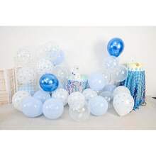 Ballons avec nœud bleu, 20/30 ballons bleus et blancs de 12 pouces avec imprimés de nœuds, spécialement conçus pour les fêtes d'anniversaire de jeune fille, les décorations de fiançailles de la mariée, Halloween, jolies décorations de ballons.