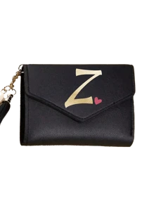 1pc Women's Folding Short Wallet, Black PU Leather Material, Printed With A-Z Letters And Pink Hearts, Cute Girl Coin Purse, Fashion Ladies Card Holder, Mini Tassel Wallet, Waterproof And Portable, Large Capacity, Can Hold Credit Cards, ID, Cash, Etc. - Black - View 16
