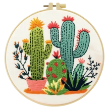 1pc Embroidery Kit, 20x20cm/7.9x7.9-Inch Bookshelf Plants, Handmade DIY Embroidery Kit, Suitable For Adults And Beginners, Includes Instructions, Printed Fabric, Embroidery Stretching, And Needlework