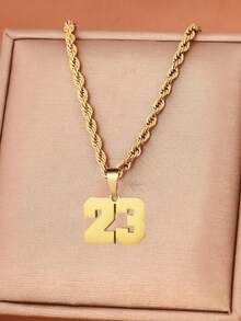 1 件创意单层不锈钢扭纹链 23 号吊坠项链女士日常