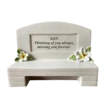New Memorial Bench Tribute  Graveside Garden Ornament Flower Detail Remebrance Decor