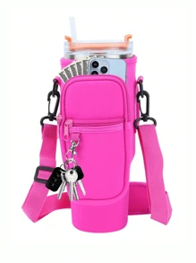 1 PIEZA Bolsa portátil para botella de agua, con bolsa para teléfono, compatible con botella de agua /Maeky de 40 onzas (aproximadamente 1134.0 ml), bolsa con asa, correa para el hombro ajustable, compatible con accesorios de la taza