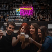 1 件 LED 酒吧霓虹灯 - 活力鸡尾酒墙饰 - USB 供电灯，适用于男人窝、家庭酒吧、商店