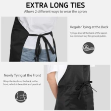 12 Pack Bib Apron, Unisex Aprons Adjustable Waterdrop Resistant With 2 Pockets For Your Cooking Essentials Cooking Kitchen Apron For Chef, BBQ Drawing Apron. (Black, Red, White, Blue) - 黑色 - 查看 5