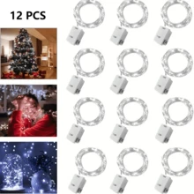 Dây đèn LED cổ tích 12/8/4/2 chạy bằng pin, dài 6,5 feet/20 đèn LED, dây bạc hình đom đóm, sao và mặt trăng, ba chế độ chiếu sáng, thích hợp để tự làm lọ thủy tinh, phòng ngủ, tiệc tùng, đám cưới, Giáng sinh (Màu trắng) - ánh sáng trắng - Xem 3