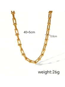 3pcs/Set U-Shaped Horseshoe Pendant Necklace, Bracelet And Earrings, Non-Fading, European And American Ins Style